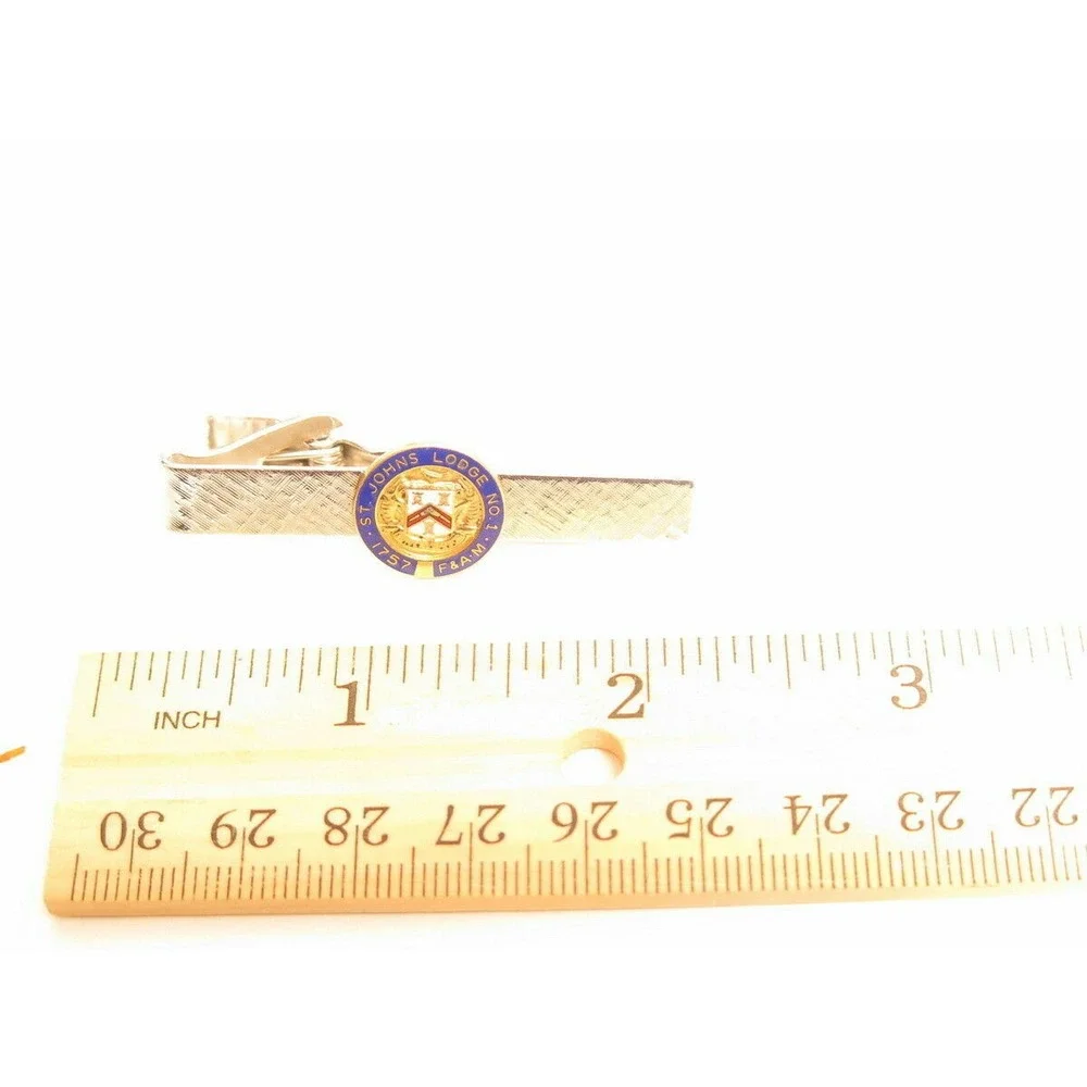 Vintage St.John's Lodge‎ F&AM 1757 Silver & Gold Toned Tie Clip Clasp